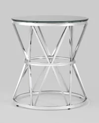 Журнальный стол ВИВА 50кс50 Серебро (стекло черное) / 50x50