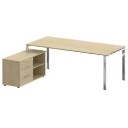 Стол рабочий руководителя с опорной тумбой левый МЕТАЛ СЙСТЕМ ДИРЕCТ БГ.СРТ-6.9 Л Акация Лорка / METAL SYSTEM DIRECT