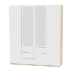 Шкаф распашный R-198х180х45-3-TR-M(ДСС-Белый)