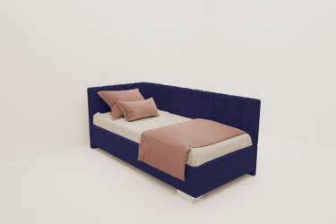 Детская кровать 190 90 ТЕРРА БЕЗ ОСНОВАНИЯ (BERHOUSE) Материал фасада: Металл/Велюр; Спальное место: 900х1900; Цвет: Синий
