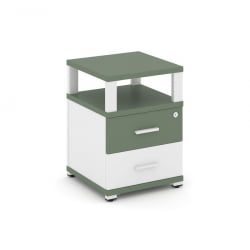 Тумба приставная с 2-мя ящиками и надставкой CОНCЕПТ CН.ТУП-002 Б/В Кобо Белый бриллиант Белый / CONCEPT CN.TUP-002 B/W