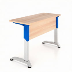 Парта двухместная Де Гласси Н (рост 5-7)  ЛДСП Дуб Сантана/ Металл Серый+Синий