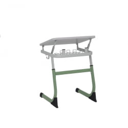 Парта одноместная регулируемая по высоте СМАРТЙ 600х500 с углом наклона столешницы (рост 3-5) Оливковый/Серый / SMARTY