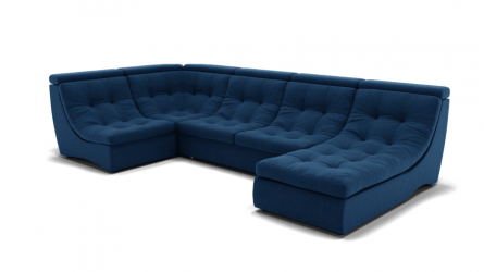 Диван Монако-4 (ЗР) Цвет фасада: Синий; Тип: Универсальный; Материал фасада: Металл/Велюр
