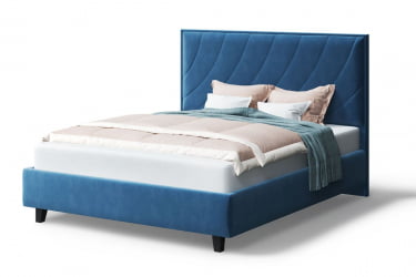 Кровать СОФИЯ 2000*1800мм (на опорах), велюр Бренди лайт 08 (синий), (б/основания, б/матраса)