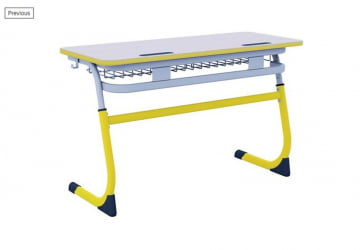 Парта двухместная регулируемая по высоте СМАРТЙ  с антивандальной  полиуретановой кромкой (рост 5-7) Желтый/Серый / SMARTY