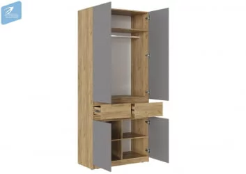 Дизайнерский шкаф ШК-001 БОСТОН дуб крафт золотой/Шифер серый