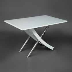 Стол ARNO (mod.EDT-H016) мдф high gloss, закаленное стекло, металл, 120х80х75см, Белый (White)