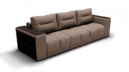 Диван Барон- 2 трансформер угловой (ЗР) Цвет фасада: Светло коричневый; Тип: Левый; Материал фасада: Металл/Велюр