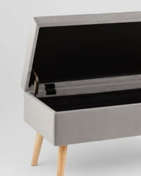 Банкетка Сторми с ящиком велюр серый