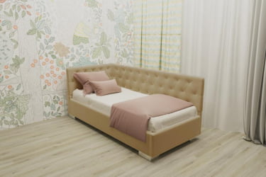 Подростковая кровать ВЕРСАЛЬ БЕЗ ОСНОВАНИЯ (BERHOUSE) Материал фасада: Металл/Велюр; Спальное место: 800х2000 мм; Цвет: Светло коричневый