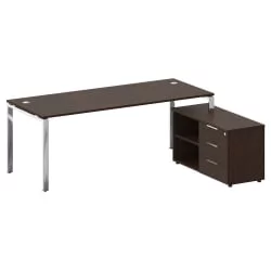 Стол рабочий руководителя с опорной тумбой левый METAL SYSTEM DIRECT БГ.СРТ-6.8 Пр Венге Цаво