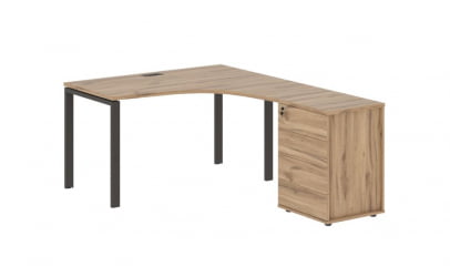 Стол эргономичный с тумбой правый ЕДИС ЕУCЕТ 1318 Р Дуб Денвер светлый Мокко / EDIS EUCET R