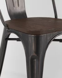 Стул Tolix Wood 850 Черная патина с золотом