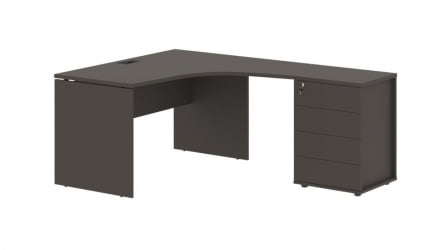 Стол эргономичный с тумбой правый EDIS EDCET 1518 R Мокко Черный