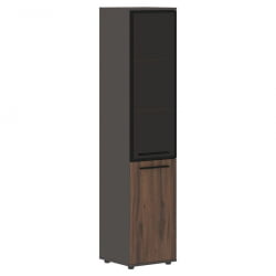 Шкаф-колонка комбинированная с дверью в металлической раме левый ЕДИС ЕХCС 42.7 Л Дуб Денвер темный Черный Мокко / EDIS EHCS L