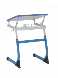 Парта одноместная регулируемая по высоте СМАРТЙ 600х500 с углом наклона столешницы и антивандальной полиуретановой кромкой (рост 5-7) Серый/Серый / SMARTY