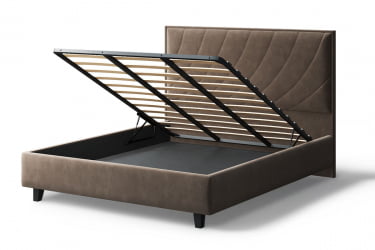 Кровать СОФИЯ 2000*1200мм (на опорах), велюр Бренди лайт 29 (коричневый), (б/основания, б/матраса)
