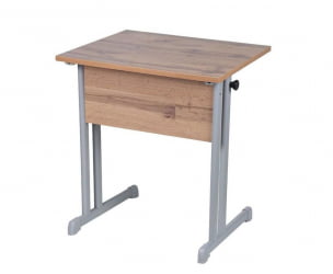 Парта одноместная прямые углы (рост 3-7) Белая ЛДСП/Серая кромка/Металл Серый