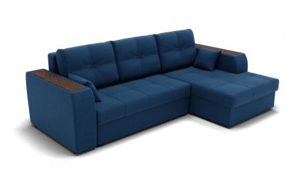 Диван Сенатор-3 ППУ угол левый/правый (ЗР) Цвет фасада: Синий; Тип: Левый/правый; Материал фасада: Металл/Велюр