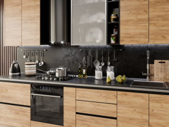 Шкаф кухонный 400 со стеклом (левый) Шервуд ЛД 281.321.000.022 Черный