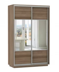 Шкаф-купе двухдверный Экспресс Дуо Комби 1400х2400х Ясень шимо тёмный / 1400х2400h