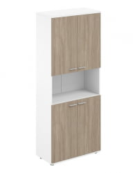Шкаф высокий с нишей Сигма СГ.841.ВХ.ОД.ОД Белый Дуб темный / Sigma SG.841.WH.OD.OD