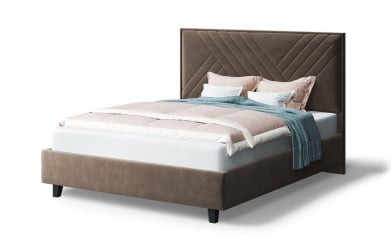 Кровать МИРА 2000*1800мм (на опорах), велюр Бренди лайт 29 (коричневый), (б/основания, б/матраса)