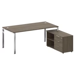 Стол рабочий руководителя с опорной тумбой левый METAL SYSTEM DIRECT БГ.СРТ-5.9 Пр Вяз Благородный