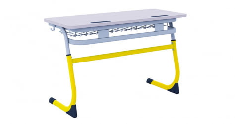 Парта двухместная регулируемая по высоте СМАРТЙ (рост 3-5) Желтый/Серый / SMARTY