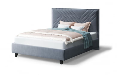 Кровать МИРА 2000*1800мм (на опорах), велюр Бренди лайт 28 (серый), (б/основания, б/матраса)