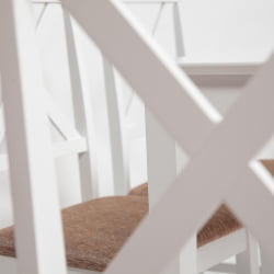 Обеденный комплект Хадсон (стол + 4 стула) Хадсон (стол + 4 стула)/ Hudson Dining Set дерево гевея/мдф, стол: 110х70х75см / стул: 44х42х89см, pure white (белый 2-1), ткань кор.-зол.