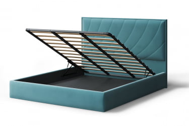 Кровать СОФИЯ 2000*1200мм (без опор), велюр НЕО 22 (бирюзовый), (б/основания, б/матраса) / NEO