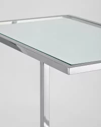 Журнальный столик Бостон 50x32 Серебро стекло прозрачное