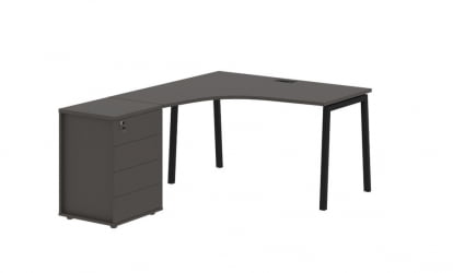 Стол эргономичный с тумбой (левый) ЕДИС ЕЛCЕТ 1318 Л Мокко Черный / EDIS ELCET L