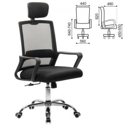 Кресло CROMEX (КРОМЕКС) Debut CH-697 ХРОМ сетка/ткань TW черное