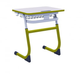 Парта одноместная регулируемая по высоте СМАРТЙ 600х500 с углом наклона столешницы и антивандальной полиуретановой кромкой (рост 3-5) Оливковый/Серый / SMARTY