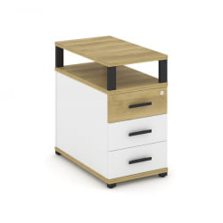 Тумба приставная с 3-мя ящиками и надставкой CОНCЕПТ CН.ТГП-001 Б/В Дуб Винченцо Белый бриллиант Черный / CONCEPT CN.TGP-001 B/W