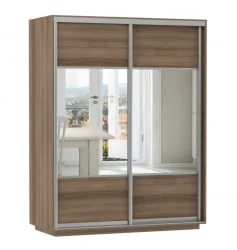 Шкаф-купе двухдверный Экспресс Дуо Комби 1600х2400х Ясень шимо тёмный / 1600х2400h