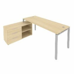 Рабочая станция на П-образном м/к с опорной тумбой левая Метал Сйстем БП.РС-СТС-2.5 Л Акация/Серый / Metal System