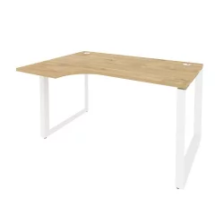 Стол эргономичный левый на О-образном м/к ОНИКС О.МО-СА-2Л Тиквуд Светлый/Белый / ONIX O.MO-SA-2L