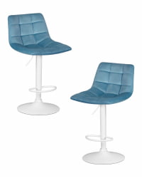 Стул барный ДОБРИН ТАИЛОР ВХИТЕ (пудрово-голубой велюр (МДЖ9-74)) 2 шт / DOBRIN TAILOR WHITE (MJ9-74))