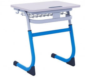 Парта одноместная регулируемая по высоте СМАРТЙ 600х500 с углом наклона столешницы (рост 3-5) Желтый/Серый / SMARTY