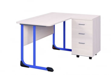 Стол учителя с тумбой 1350х650 Синий/Серый