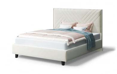 Кровать МИРА 2000*1400мм (на опорах), велюр Бренди лайт 02 (серо-белый), (б/основания, б/матраса)