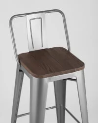 Стул барный Tolix Wood 75.5  со спинкой Серебристый