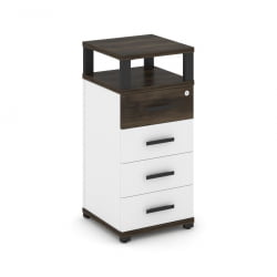 Тумба приставная с 4-мя ящиками и надставкой CОНCЕПТ CН.ТУО-003 Б/В Дуб Мали Белый бриллиант Черный / CONCEPT CN.TUO-003 B/W