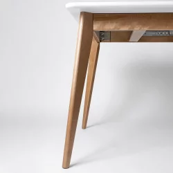 Стол обеденный Пегас Plus 120x75 Эмаль белая Морилка Дуб золотой