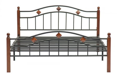 Кровать AT-126 дерево гевея/металл, 160*200 см (Queen bed), красный дуб/черный Кровать AT-126 дерево гевея/металл, 160*200 см (Queen bed), красный дуб/черный