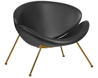 Кресло дизайнерское ДОБРИН ЕМИЛЙ (черный винил ЙП16, золотое основания) 2 шт / DOBRIN EMILY YP16,